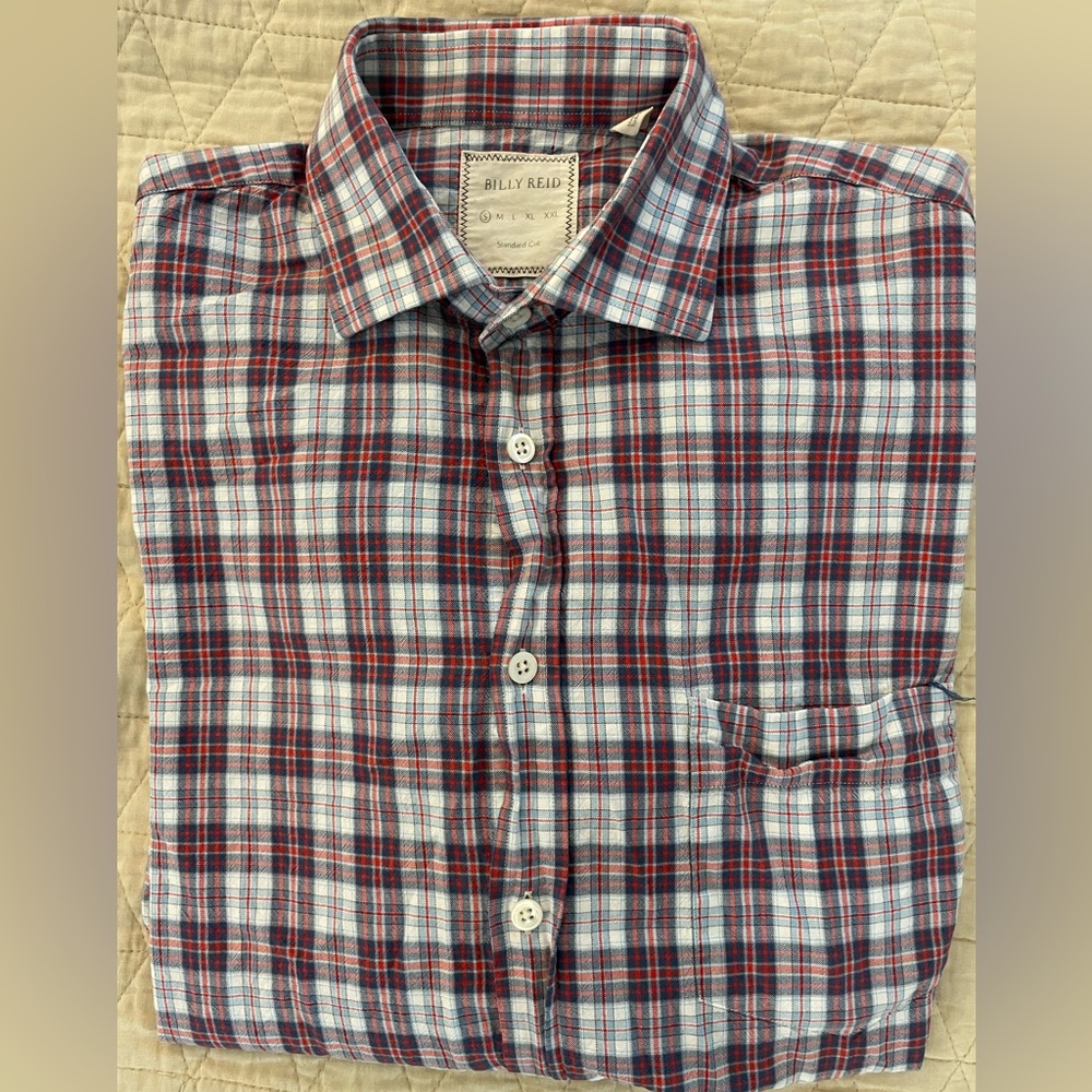 BILLY REID STANDARD CUT Check Print Spread Collar Shirt Size S $198